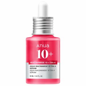 סרום ANUA Niacinamide 10% + TXA 4%, 30 מ״ל – בקבוק ורוד עם טפטפת