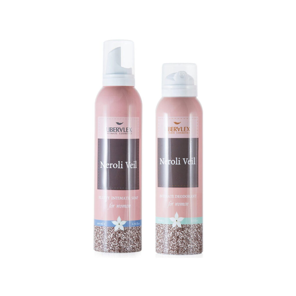 מארז Neroli Veil של Liberalex – Neroli Veil – קצף שטיפה אינטימי, Neroli Veil – דאודורנט אינטימי לאישה