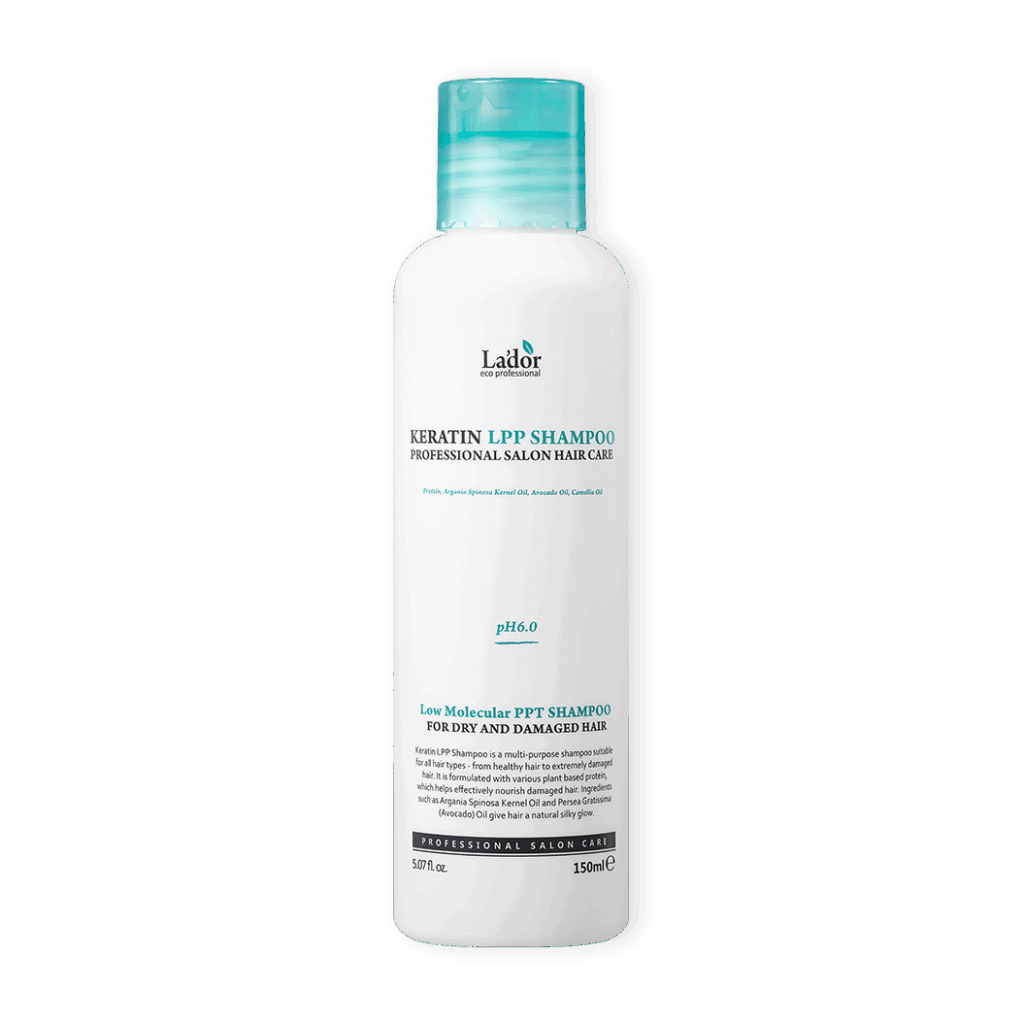 שמפו Lador Keratin LPP, 150 מ״ל – בקבוק לבן עם פקק תכלת
